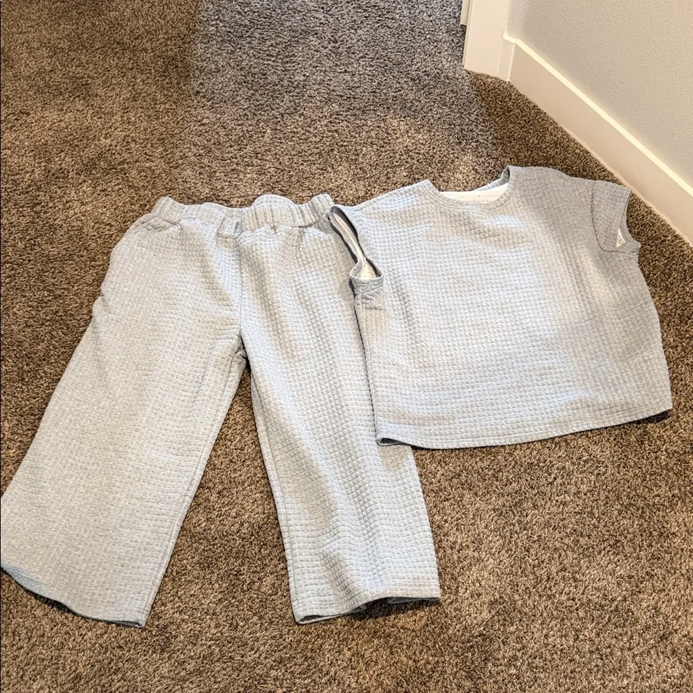 Women's Cozy Waffle-Knit Lounge Pants Set - Light Gray - Picture 2 of 2